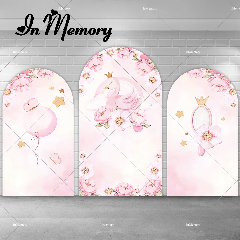 

Pink Swan Theme Baby Shower Newborn Arch Backdrop Cover for Girls Gender Reveal 1st Birthday Party Chiara Backgrounds