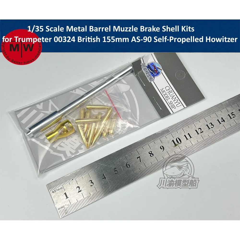 

1/35 Scale British 155mm AS-90 Self-Propelled Howitzer Metal Barrel Muzzle Brake Shell Kits for Trumpeter 00324 Model CYT251