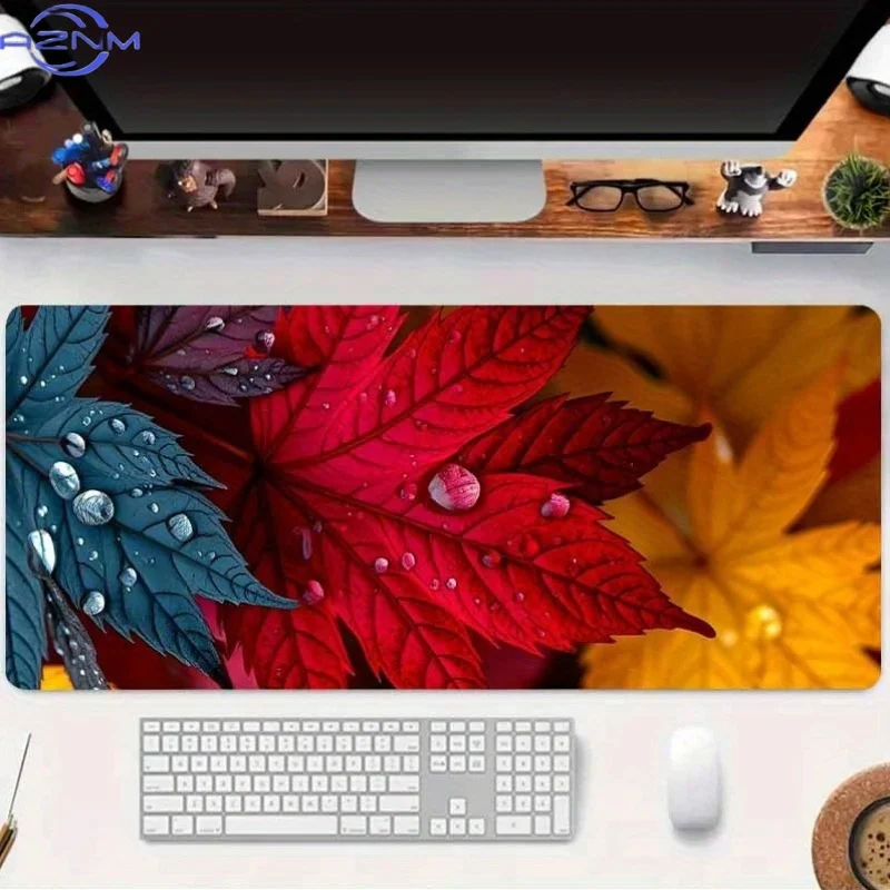1pc of Mouse Pad Featuring a Red Leaf Drop Design - Equipped with a Non-Slip Rubber Base, This High-Quality And Washable Desk Ma
