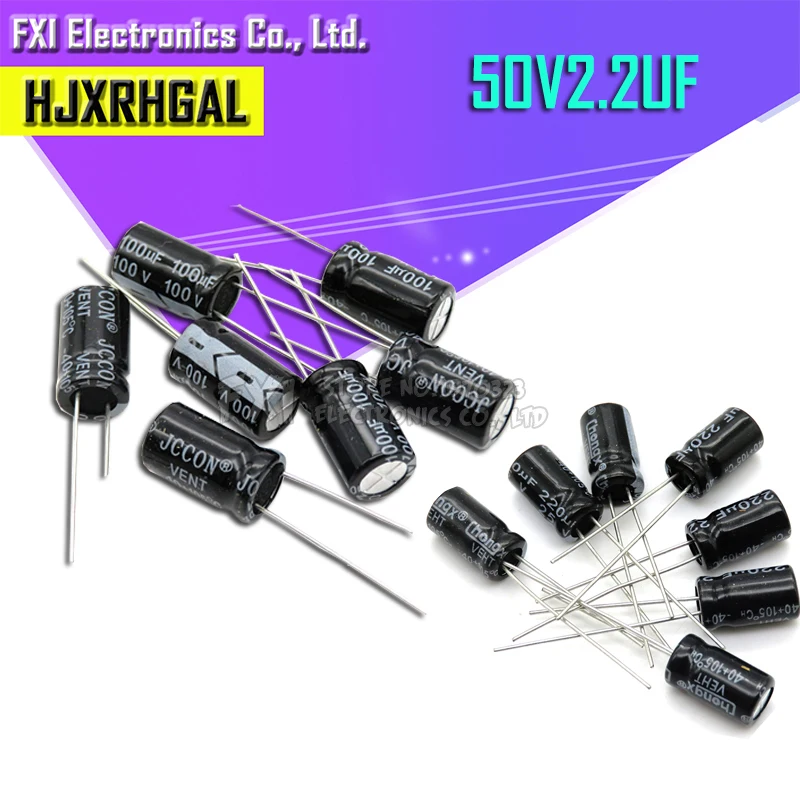50PCS  50V2.2UF 4*7mm 2.2UF 50V 4*7 Electrolytic capacitor New original