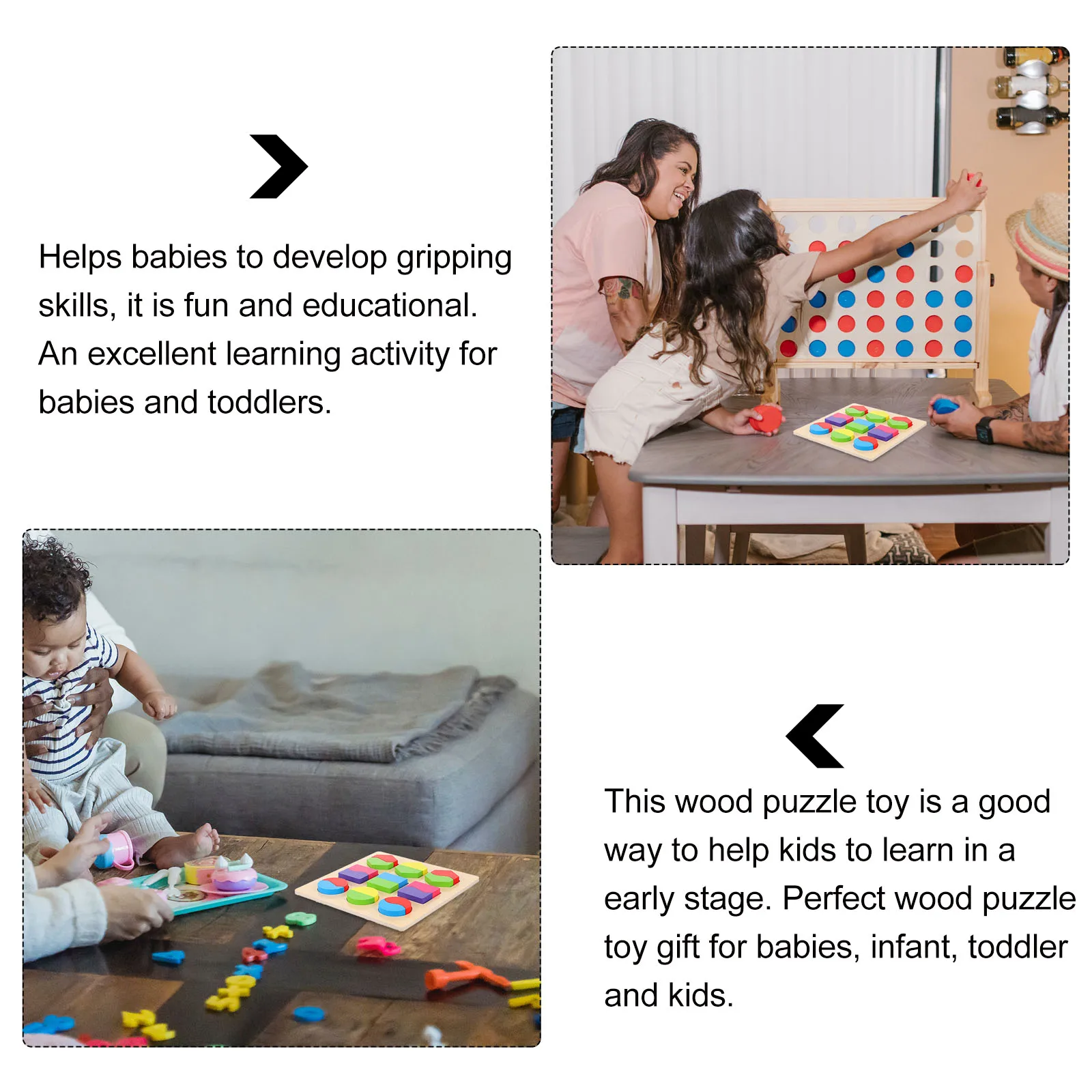 1 Juego de rompecabezas con forma de madera, aprendizaje temprano, desarrollo educativo del cerebro, juego de rompecabezas de madera geométrico para niños, regalo de aprendizaje para niños