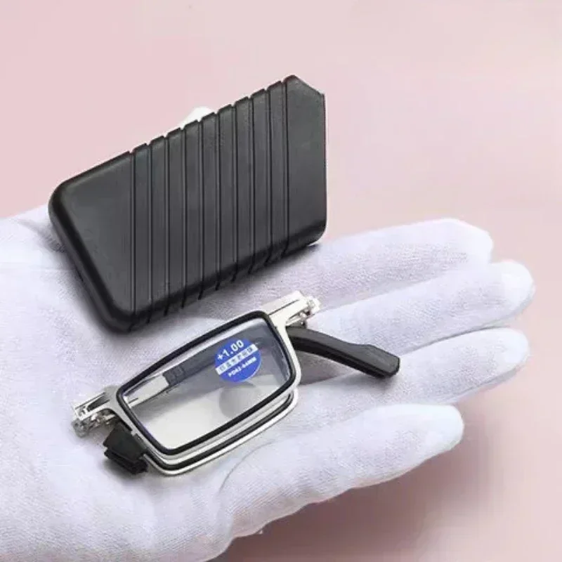 Gafas de lectura plegables portátiles para hombres, gafas inteligentes cuadradas de Metal, gafas plegables antiluz azul para hombres mayores, presbicia