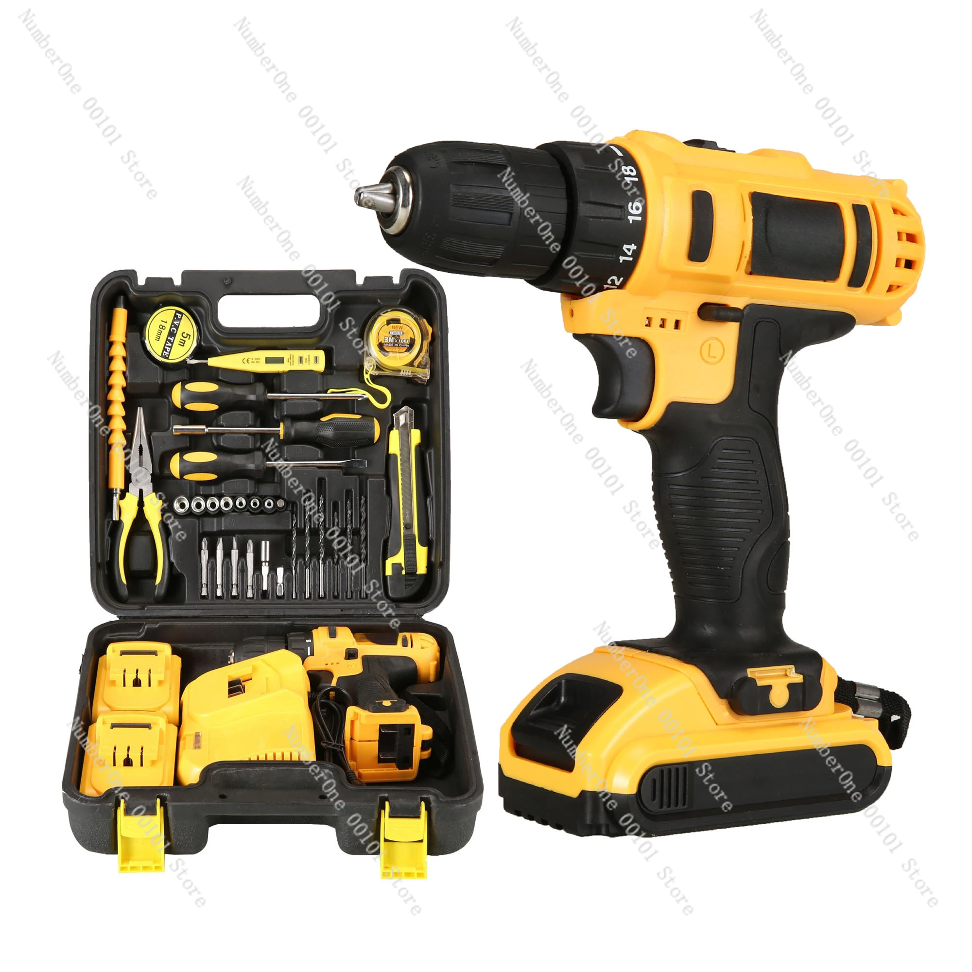 21V Power Tool Set Portable Cordless Impact Drill Wireless Li-ion Battery Power Screw Drivers Electric Torque Screwdriver Kits