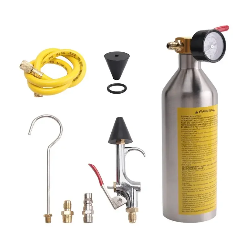Air Conditioning Flushing Kit, Car Air Conditioning Pipe Cleaning Tool Set, R134A Air Conditioning System Flushing Kit
