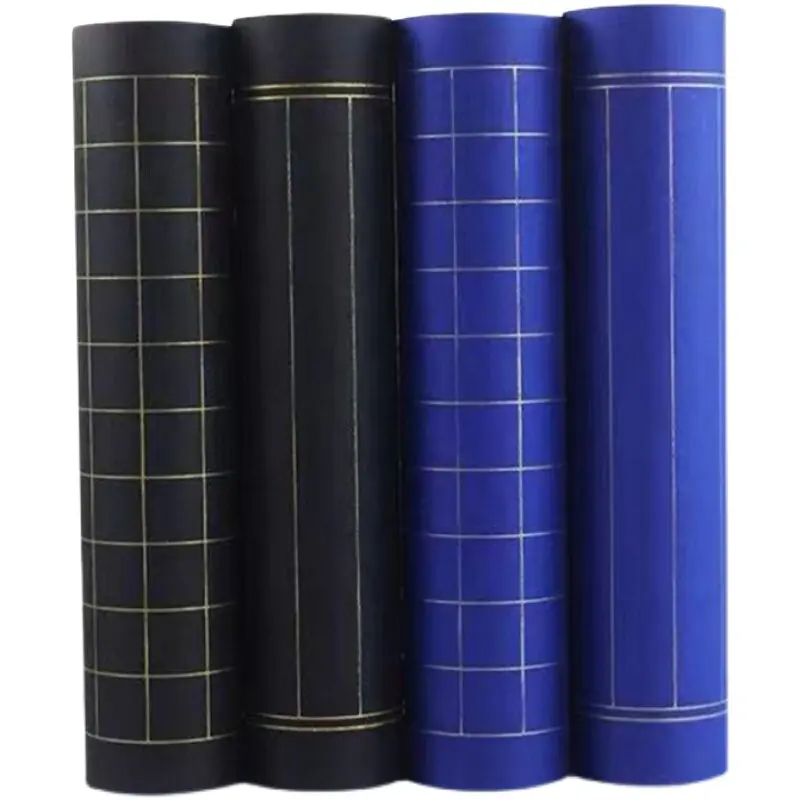 Blue Black Xuan Paper Scroll Vertical Grid Small Regular Running Script Gold Ink Rice Paper Brush Calligraphy Practice Papel