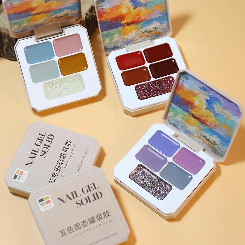 5 ألوان الصلبة مسمار الغراء هلام كريم اللثة لوحة معكرون مانيكير البولندية الصباغ بودنغ هلام طلاء الأظافر UV جل بريق هلام