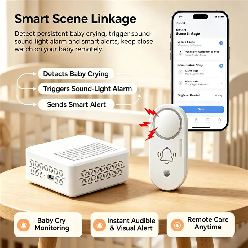 ABDJ-Tuya Noise Decibel Meter Sound Level Sensor Environmental Noise Detector Smart Life APP Home Automation Scene