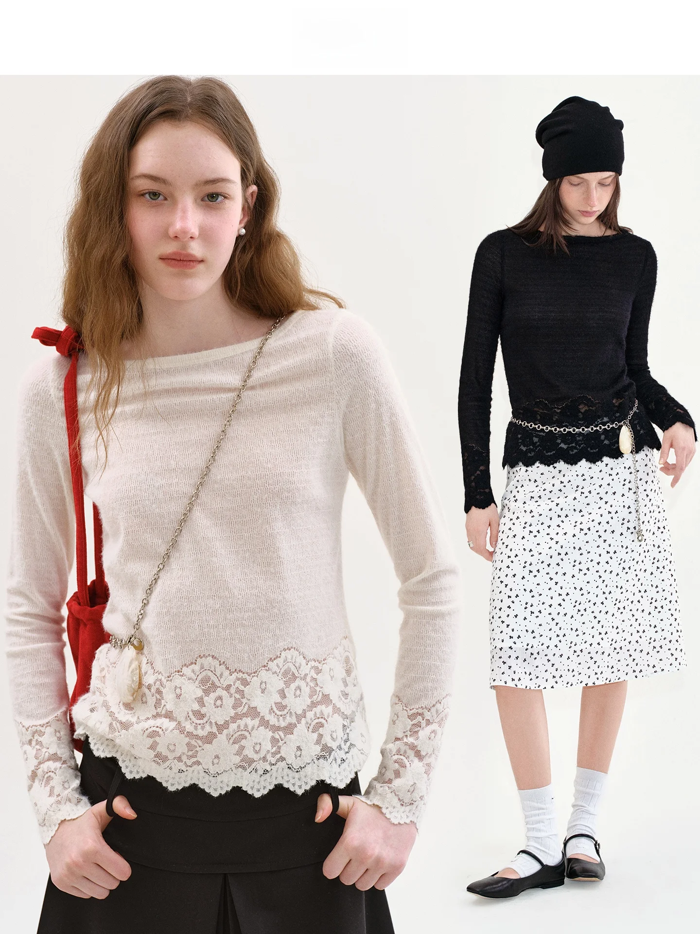 

Женский вязаный свитер Fano Pure Desire на одно плечо, весенняя новинка, с кружевной отделкой, белый топ из комфортного нейлонового волокна