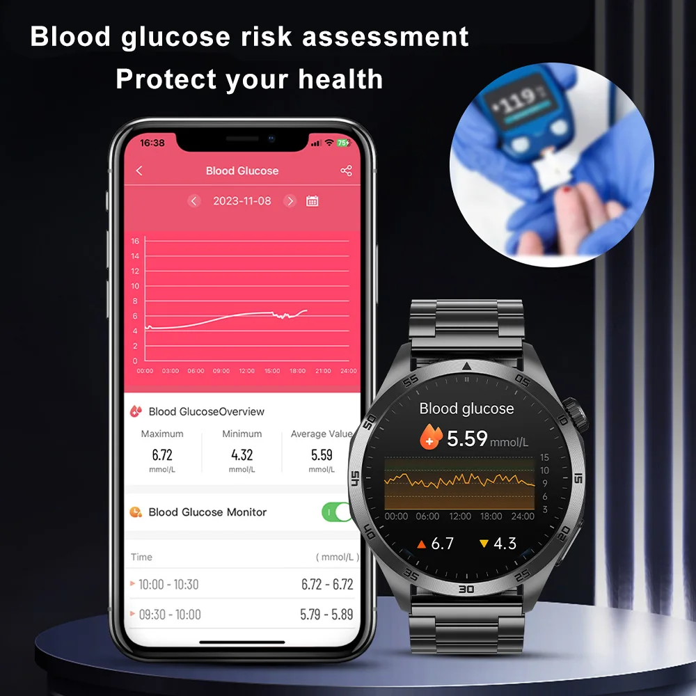 2024 New Medical Grade Smart Watch ECG+PPG Blood Sugar Blood Lipid Uric Acid Body Temperature Bluetooth Call Health Smartwatch ﻿