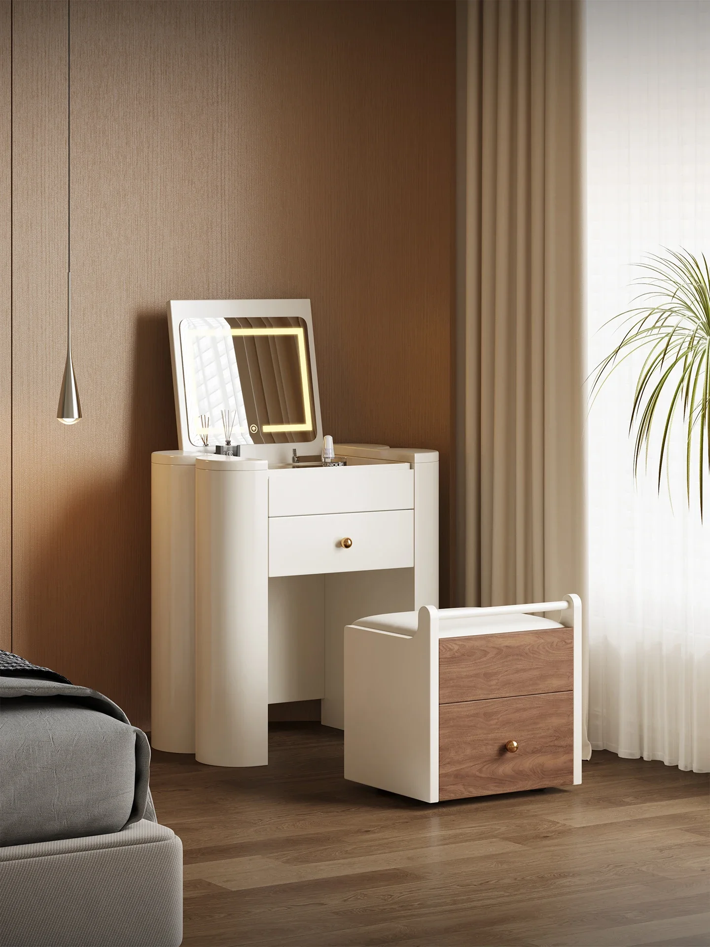 Dresser bedside table integrated French cream style premium master bedroom small apartment solid wood makeup table