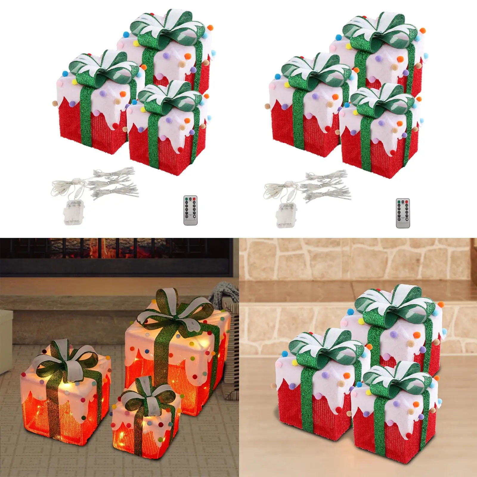 Scatole regalo illuminate a LED Decorazioni natalizie con fiocco per la stanza del negozio di Natale