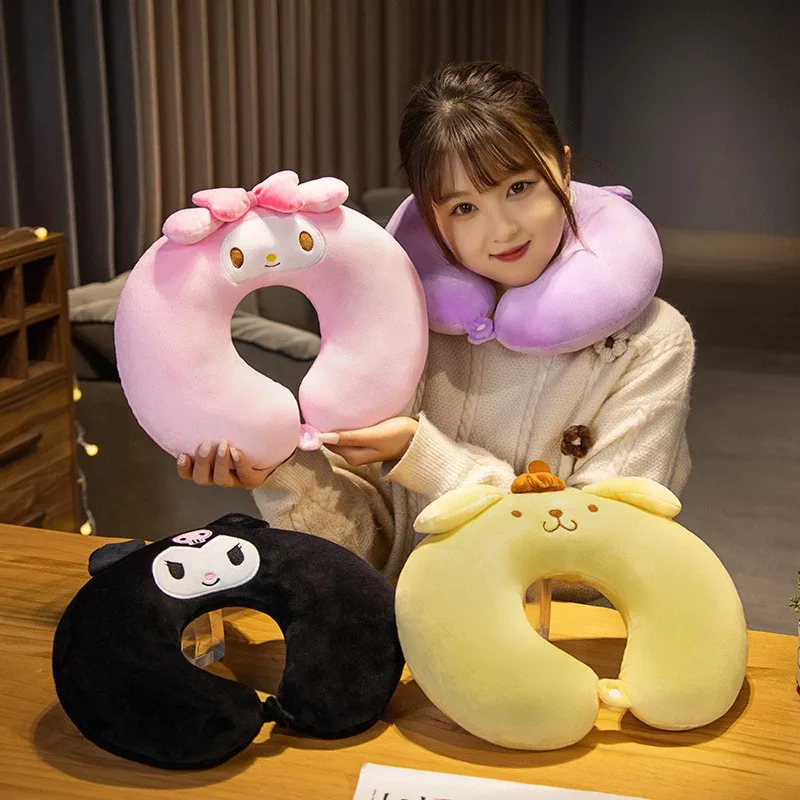 

Sanrio My Melody Kuromi Pompompurin Cute Cartoon Plush U-Shaped Neck Pillow Travel Nap Neck Support Pillow Daily Use Style
