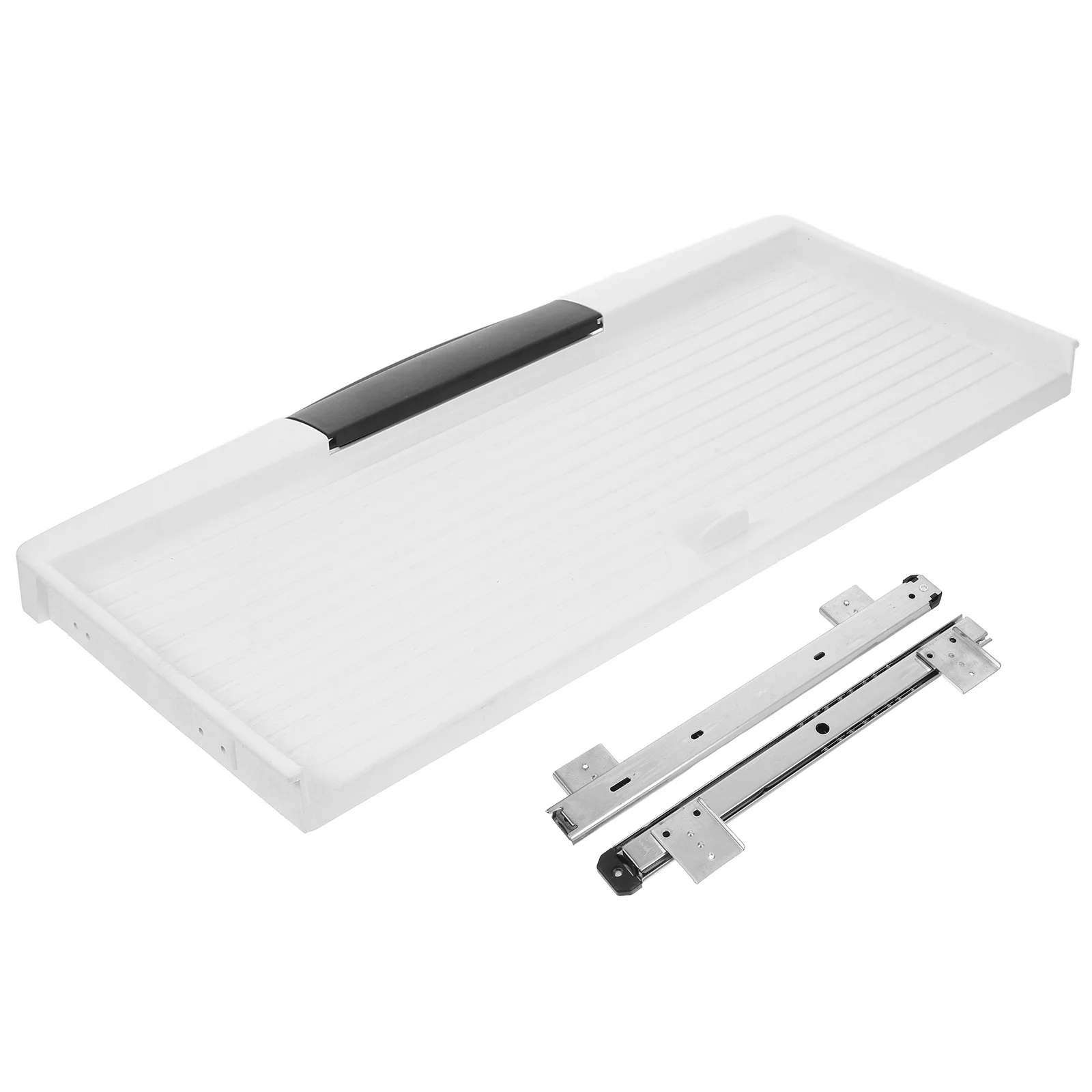 Rak Bawah Meja 28-36 Inci Rel Geser yang Dapat Disesuaikan Ekstensi Meja Komputer Dengan Tempat Pena Untuk Kantor Rumah Penyangga Keyboard
