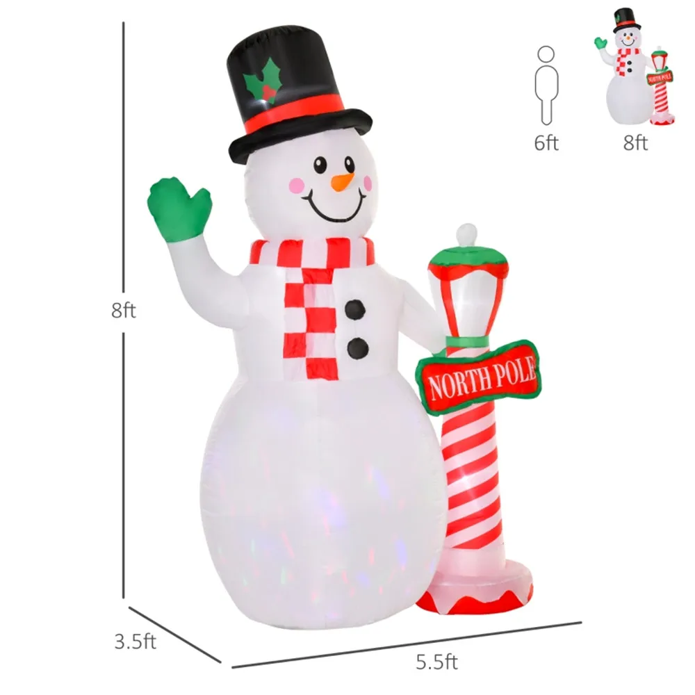 8ft Christmas Inflatables Yard Decorations, Upgrade Snowman Xmas Inflatable with Rotating LED Lights for Indoor Outdoor Yard Gar