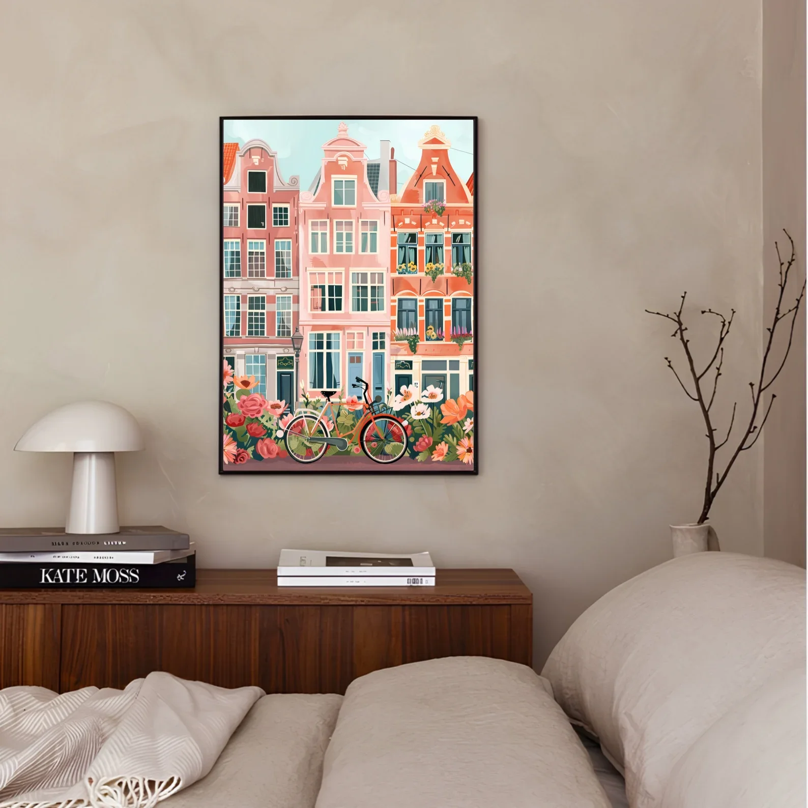 Impresión de Amsterdam, ilustración de Amsterdam, póster de viaje de Amsterdam, nueva ilustración de Yorker, póster de flores, impresión colorida para guardería