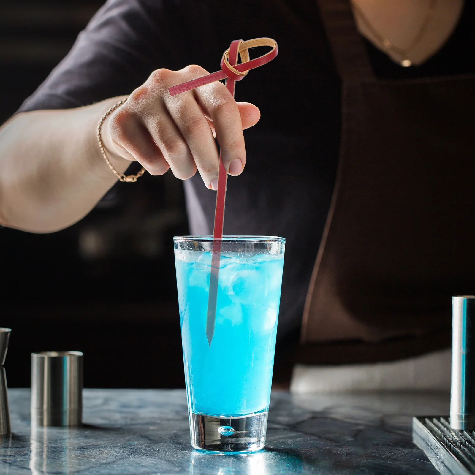 

100pcs Bamboo Fruit Picks Handmade Knot Design For Cake Dessert Snack Party Supplies Cocktail Sticks Appetizer Eating Picks Bar