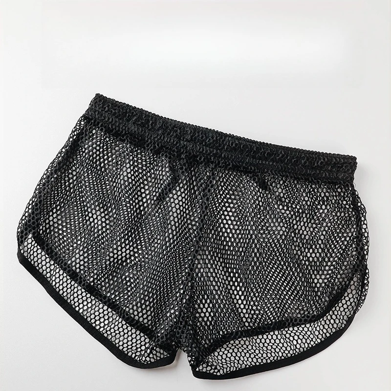 

Мужские сетчатые шорты, спортивное дышащее нижнее белье, быстросохнущие тонкие домашние трусы, полые ультратонкие трусы-боксеры-бикини, плавки