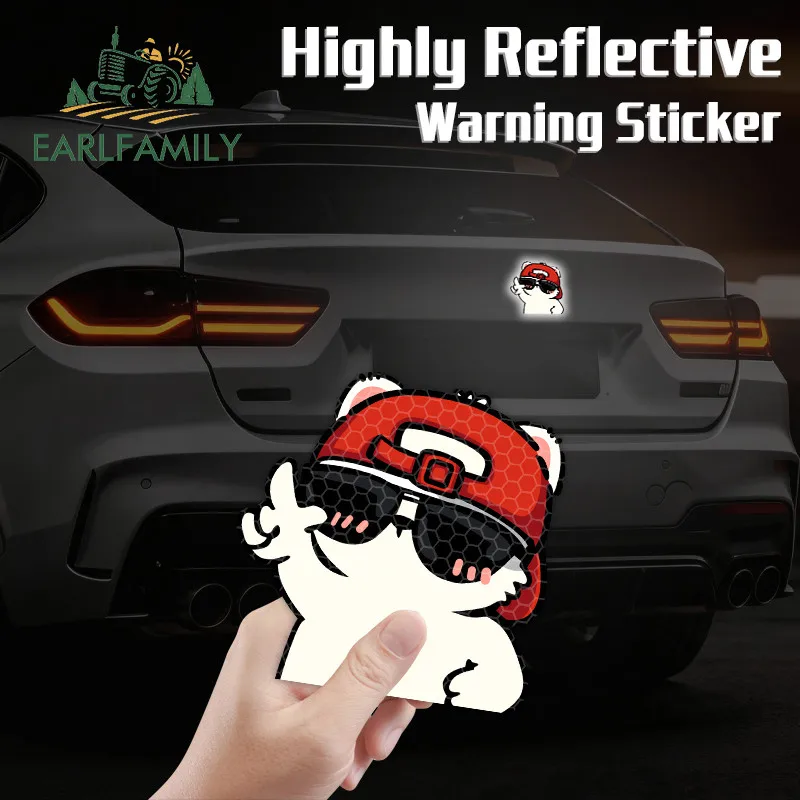 EARLFAMILY Adesivos refletivos de desenho animado de urso fofo para carro, para-brisa de motocicleta, capacete, decalques à prova d'água, à prova de a