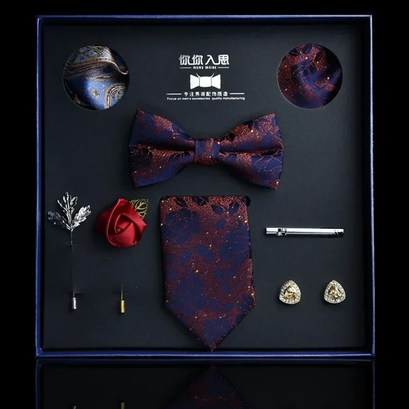 Tie men's bow tie Business Career 8 piece gift box set boyfriend elder birthday gift new style bow tie