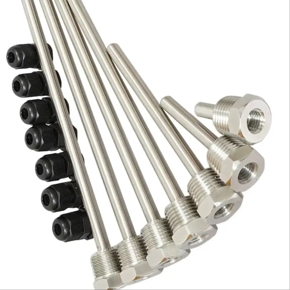 10pcs 30-200mm Thermowell 304 Stainless Steel 1/2 G Thread For Immersion Sleeve Pocket Temperature Sensor Home Accessories