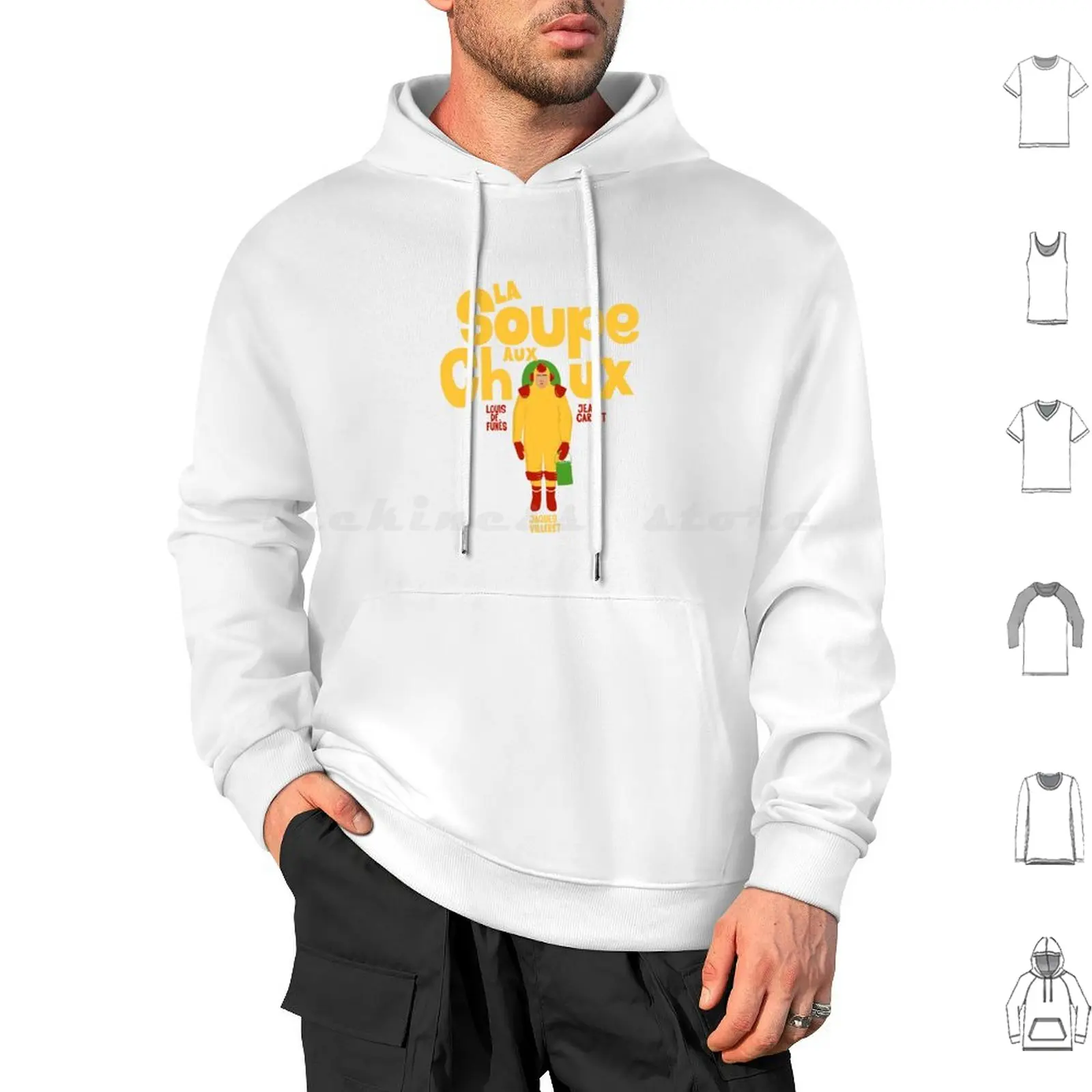 La Soupe Aux Choux : Jacques Villeret Hoodie cotton Long Sleeve La Soupe Aux Choux Louis De Funès Cult Movie 80s