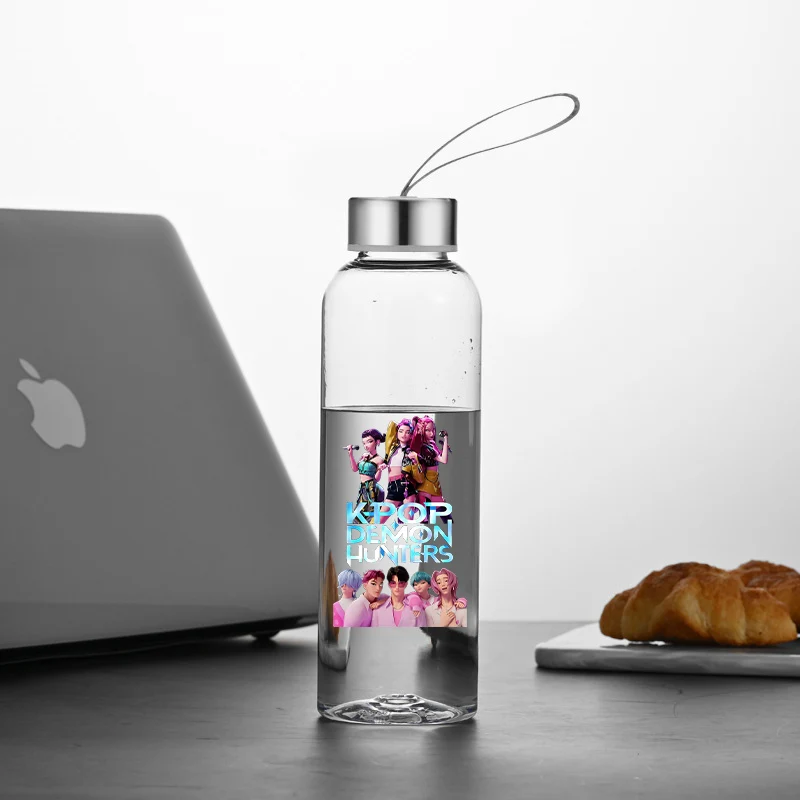 

KPop Demon Hunters 400ml plastic cup boys Girls Transparent Water Bottle Portable Travel Cup Simple fashion Drinking Bottle gift