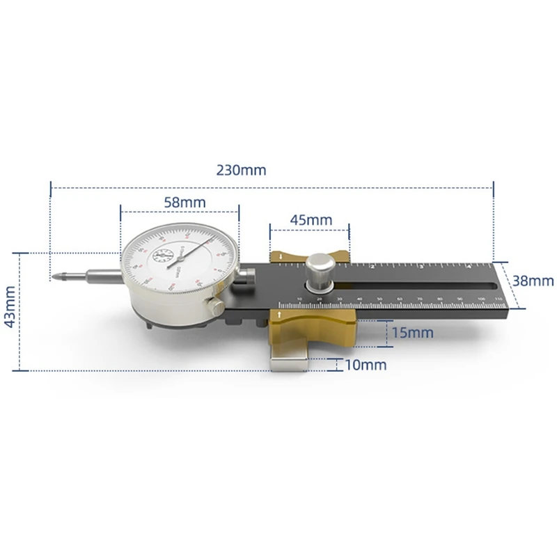 Tabela Saw Dial Gauge Corrector, Black Aluminum Alloy Woodworking Tool, Correção De Paralelismo De Lâmina