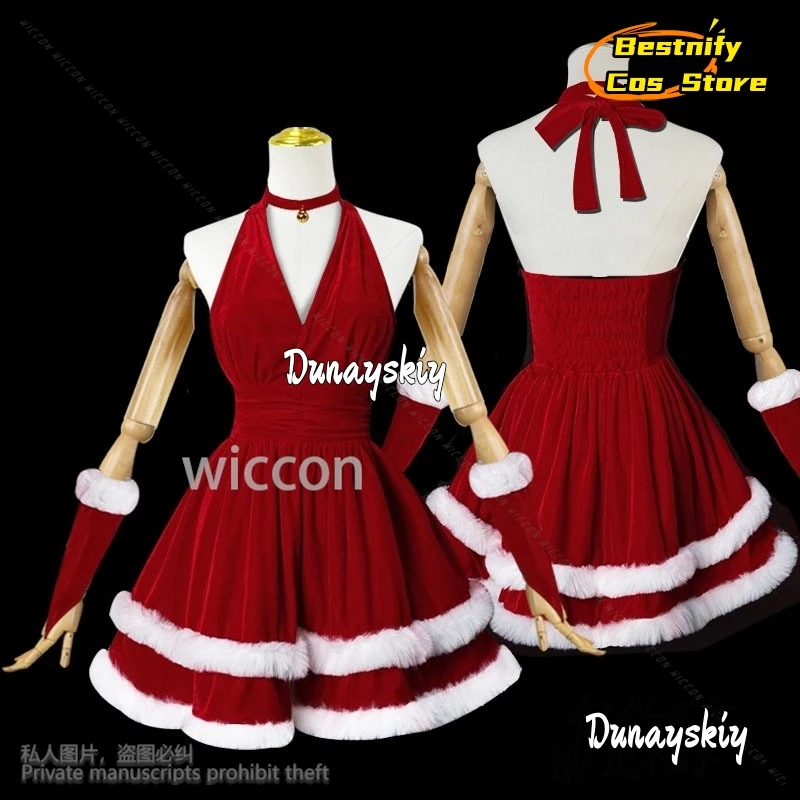 Vestido de Navidad Lolita, falda roja, disfraz de Anime, uniforme para club nocturno, traje de Carnaval de Año Nuevo para Halloween, mujer y niña personalizado