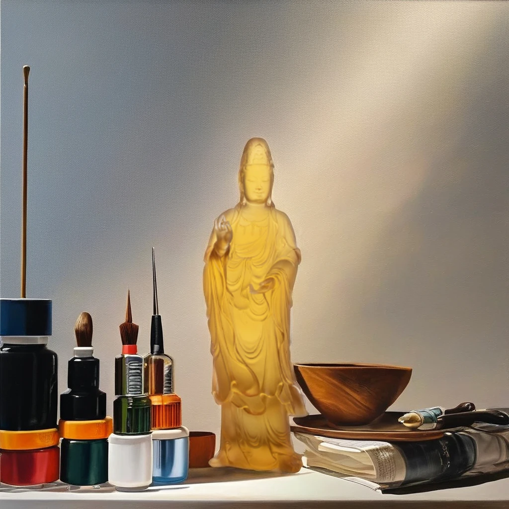 *&r Artfamily Western for Coloured Glaze Avalokitesvara Buddha Figurine Carved Crystal Home Decoration Religious Style