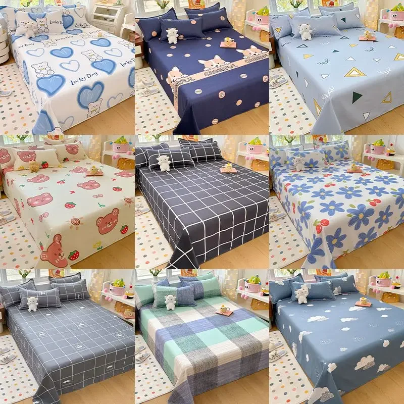 Soft Breathable Washed Cotton Fitted Sheet Single Piece, Skin-Friendly Minimalist Design, All-Season Bedding, Easy Care