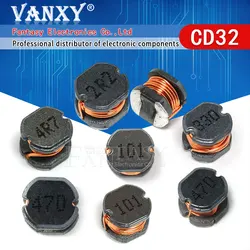 20pcs CD32 SMD power inductor 1R5 2R2 3R3 4R7 6R8 100 150 220 330 470 680 1 1.5 2.2 3.3 4.7 10 15 22 33 47 UH 68UH 222 2.2MH MH