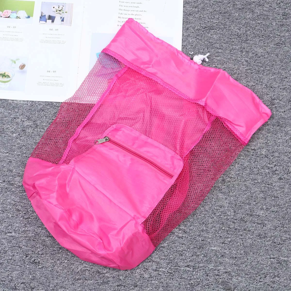 

Children Beach Bag Foldable Nylon Shell Storage Bag Lightweight Portable Kids Net Backpack Travel Organizer Beach Backpack