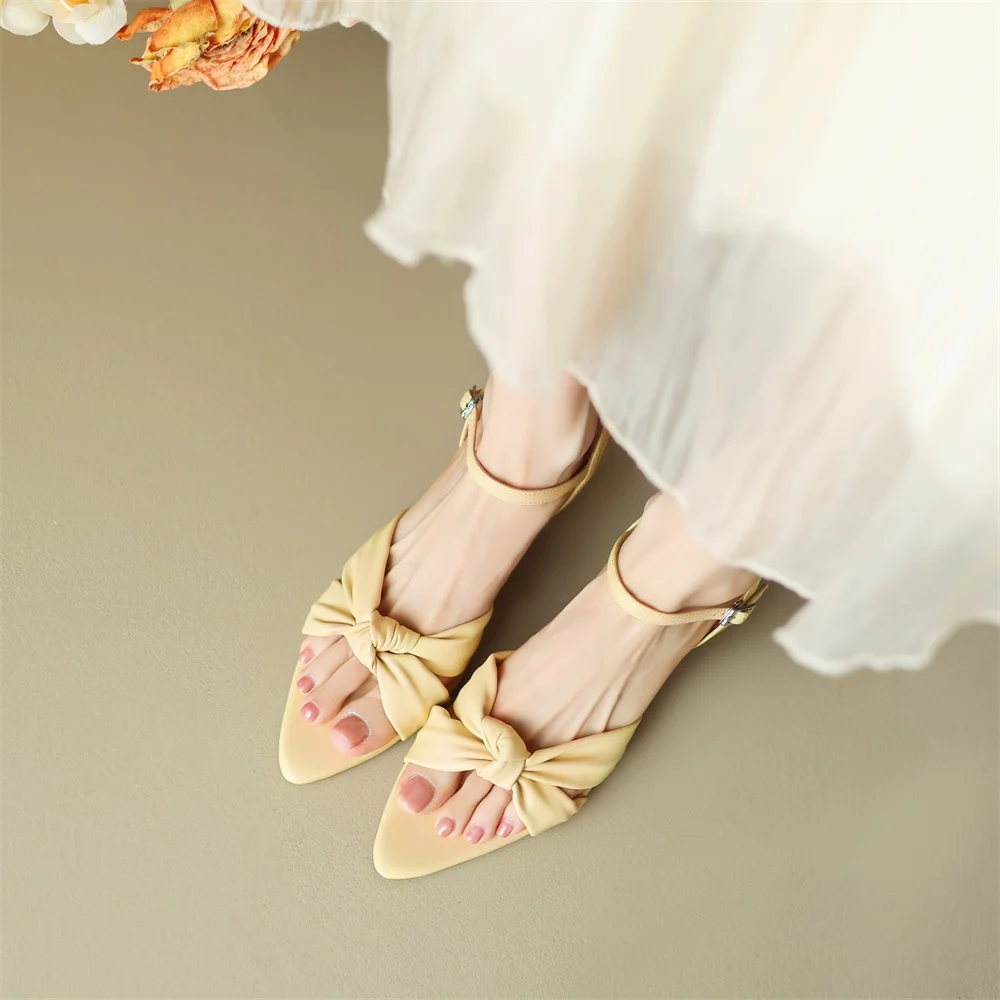 Taoffen Summer Women\'s Sandals Butterfly-knot Thin Heels High Heels Buckle Wedding Bride Ladies Dress Shoes Female Elegant Shoes