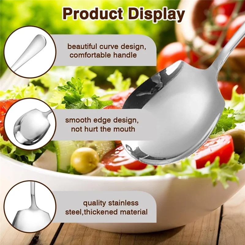 

ELEG-Serving Spoons Large,4Pcs Stainless Steel Buffet Serving Spoon Long Handle Soup Spoons Cooking Spoon,For Home,Restaurant