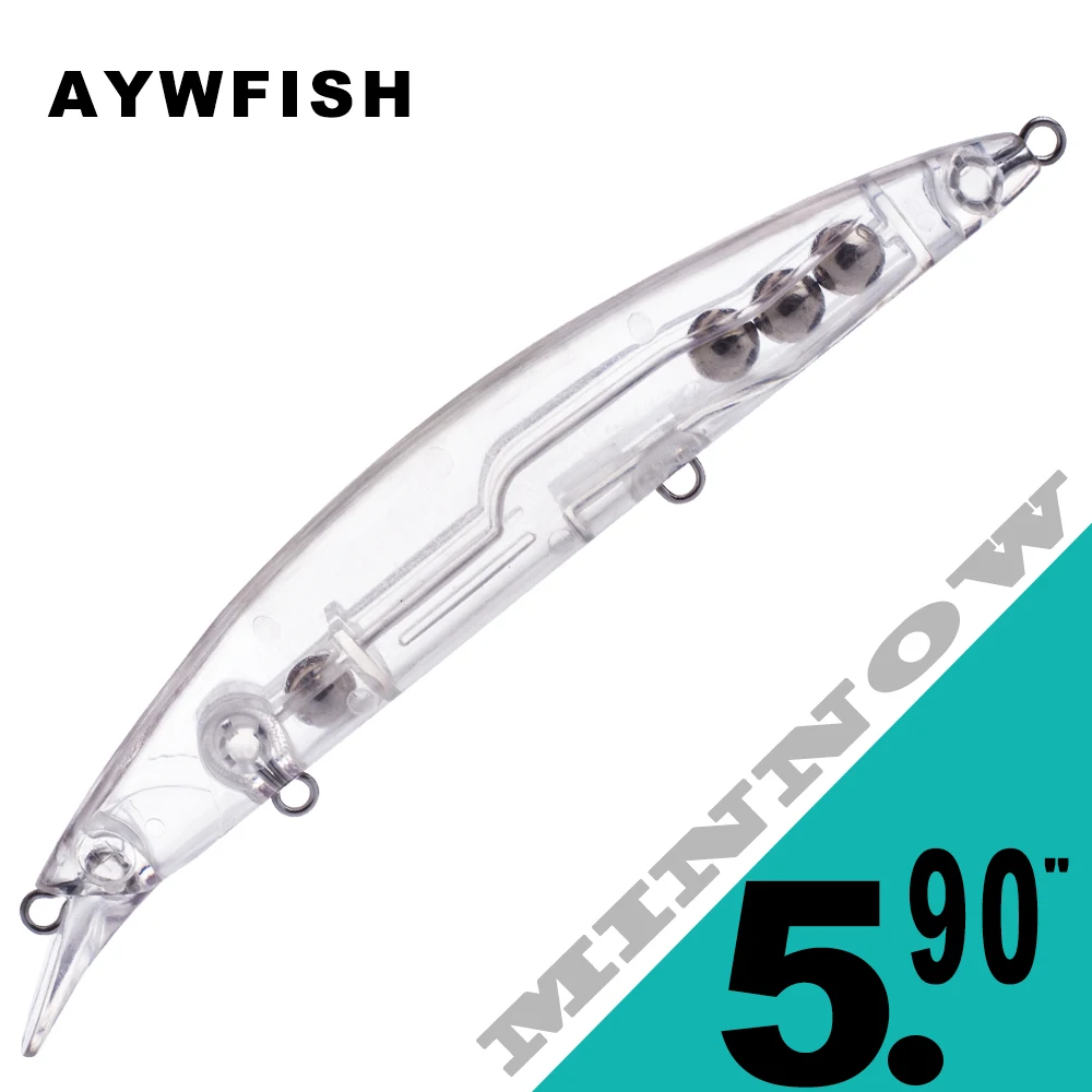 AYWFISH 10PCS / LOT Unpainted Minnow Fishing Lures Shallow Floating Jerkbait 15CM 20G Artificial Hard Bait Minnow Wobbler Blanks