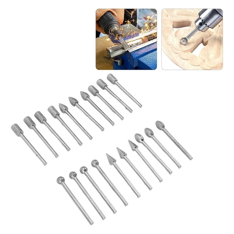 

ABGH-20 шт. набор для резьбы по камню, набор шлифовальных бит, универсальное использование для резьбы по дереву, нефрита, мрамора, наждачного материала