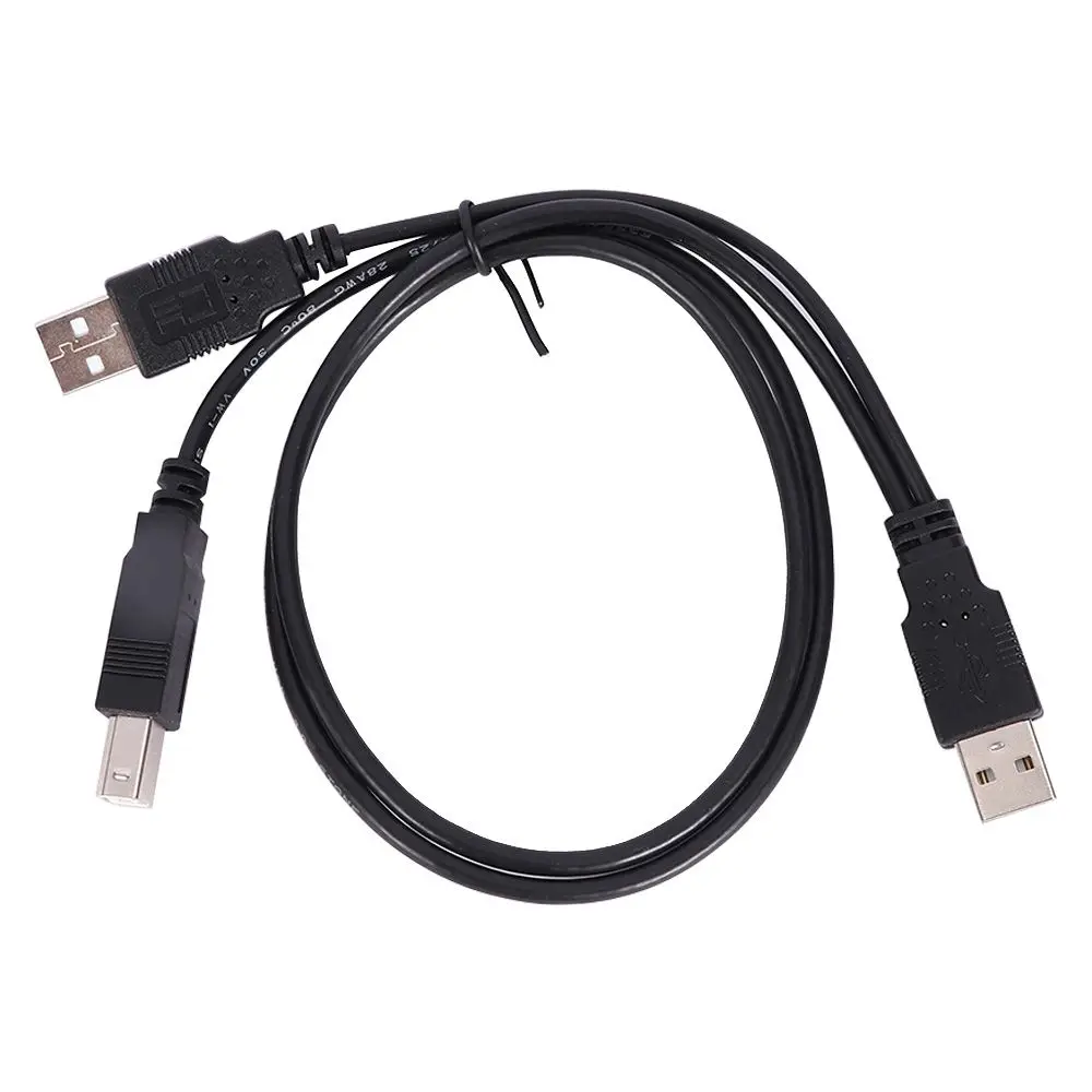 Dual USB 2.0 Male to Standard B Male Y Cable 80cm for Printer & Scanner & External Hard Disk Drive