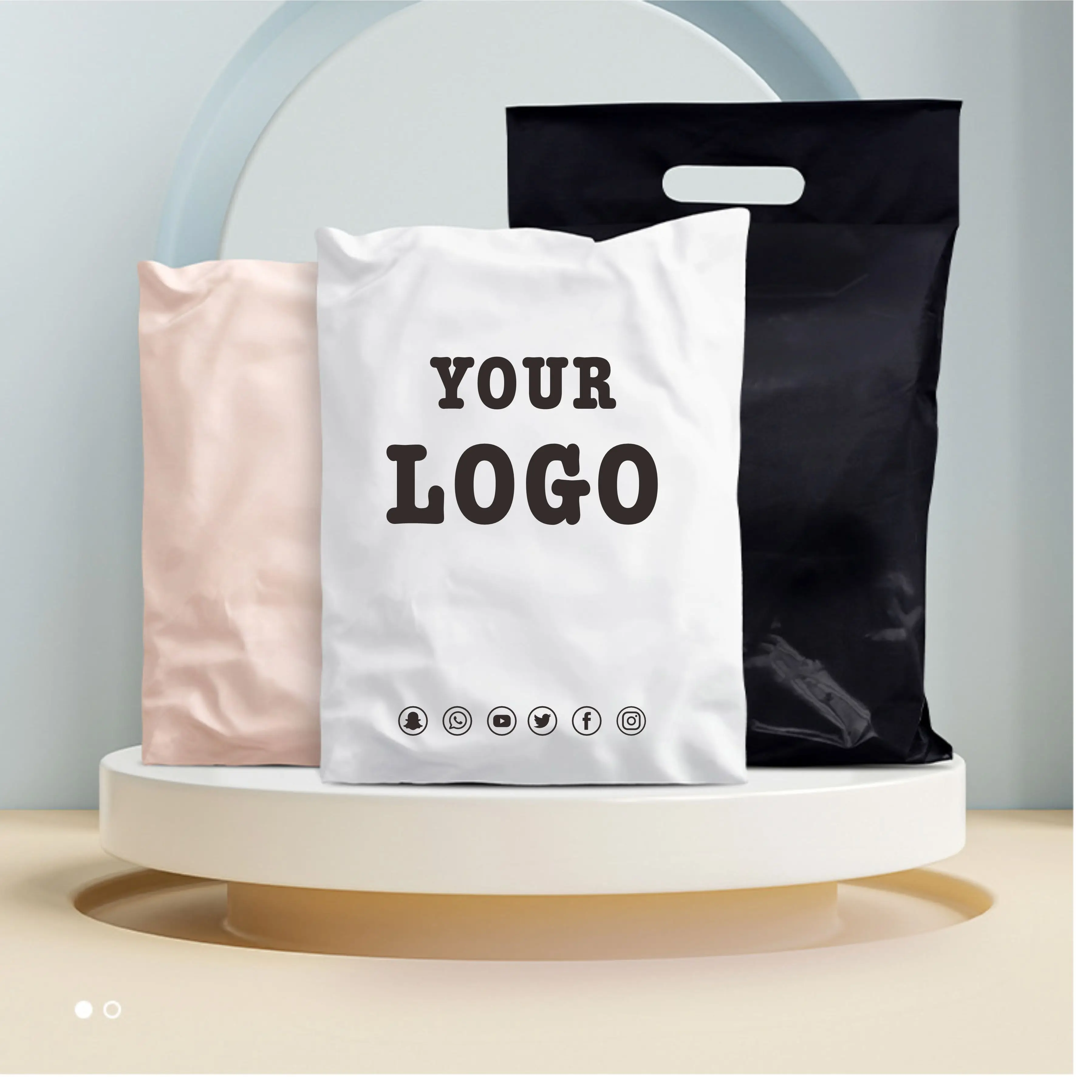 Environmentally friendly custom printing logo, luxurious matte white plastic mailing envelope, polyethylene shipping bag 50pcs