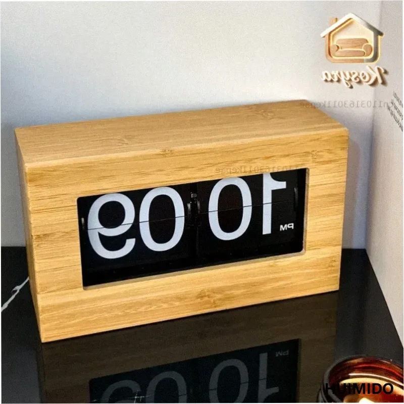 Table Clocks Aesthetic Mechanical Wooden Stylish Clocks Flip Page Digital Home Decor Table Bedside Clock Room Decorating Clock