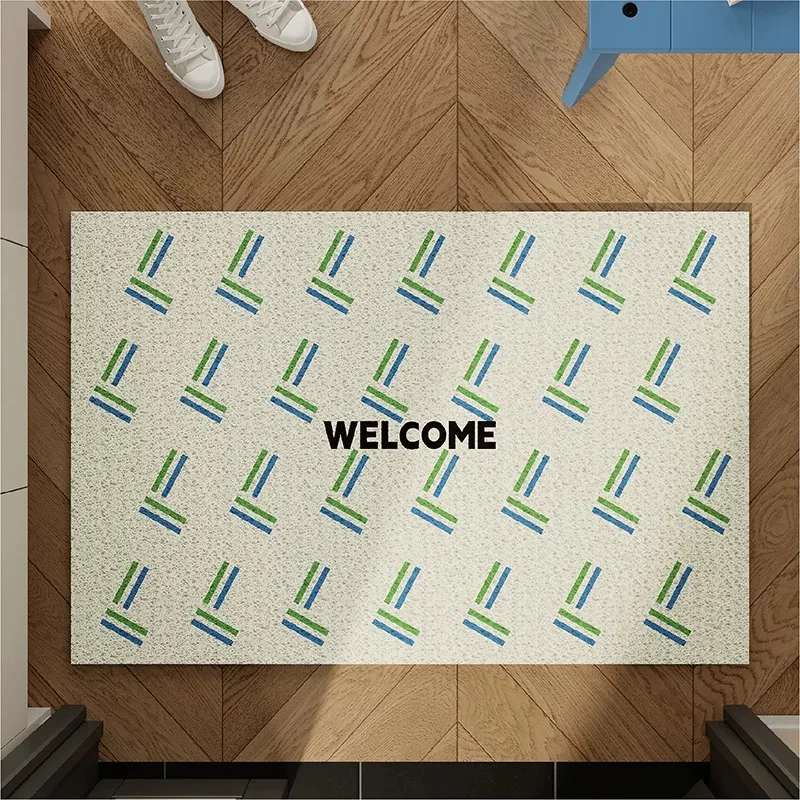 Nordic Geometric Welcome Door Mat Waterproof Dirt Trapper Entrance Floor Mat PVC Silk Loop Mat for Home Decor