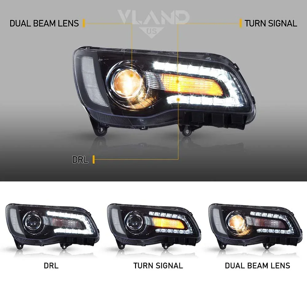 VLAND LED Headlights For Chrysler 300/300C 2011-2014 2nd Gen LD (Bulbs needed)