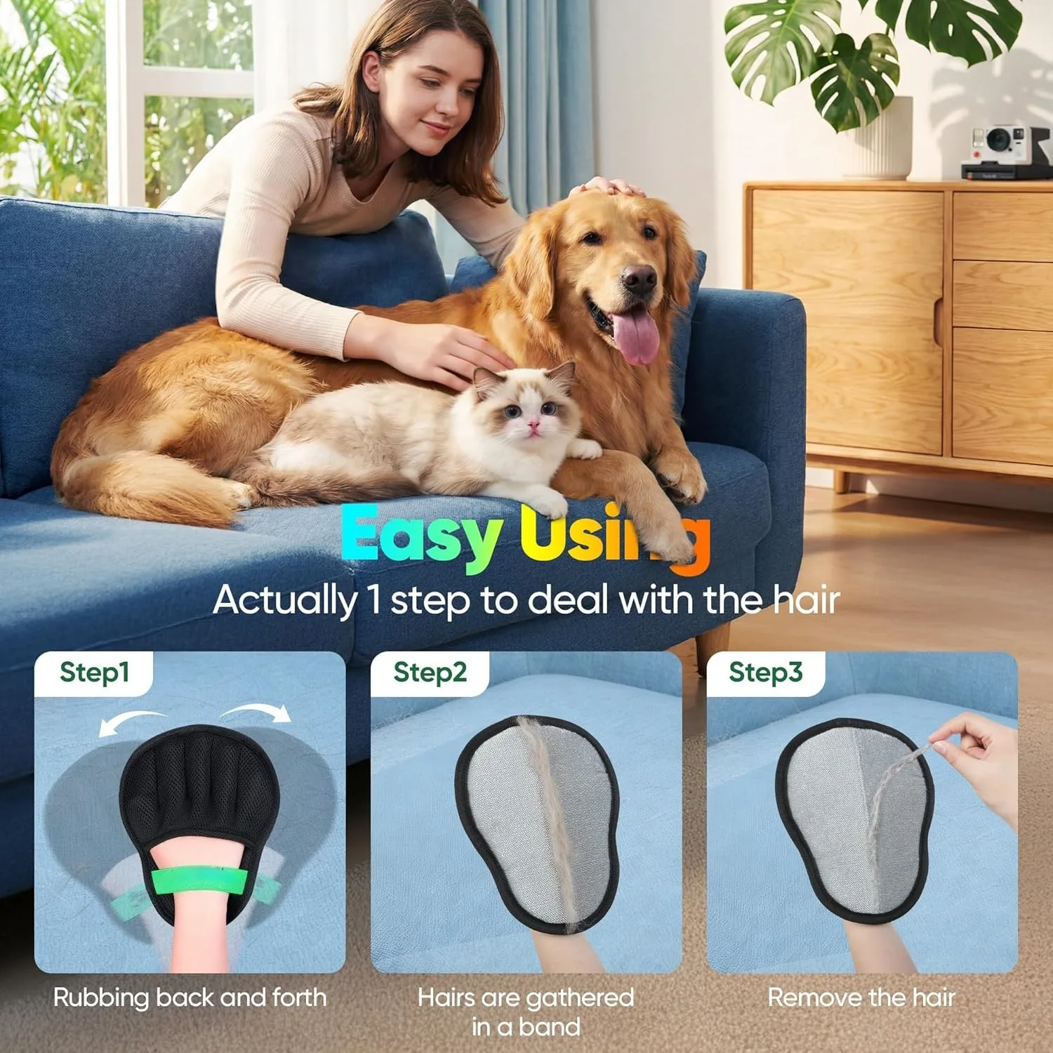 1pc Upgraded Dog Cat Five Finger Glove Cleaning Removal Glove Pet Grooming Reusable Sofa Carpets Cat Dog New Hair Cleaning Tools