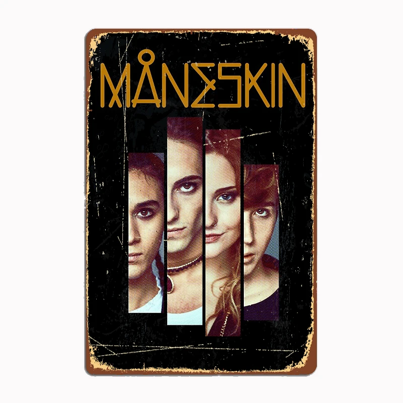 Måneskin Rock Band Maneskin Poster Art Prints on Metal Tin Signs Plaque Signs for Room Home Wall Decor Aesthetics Retro Living