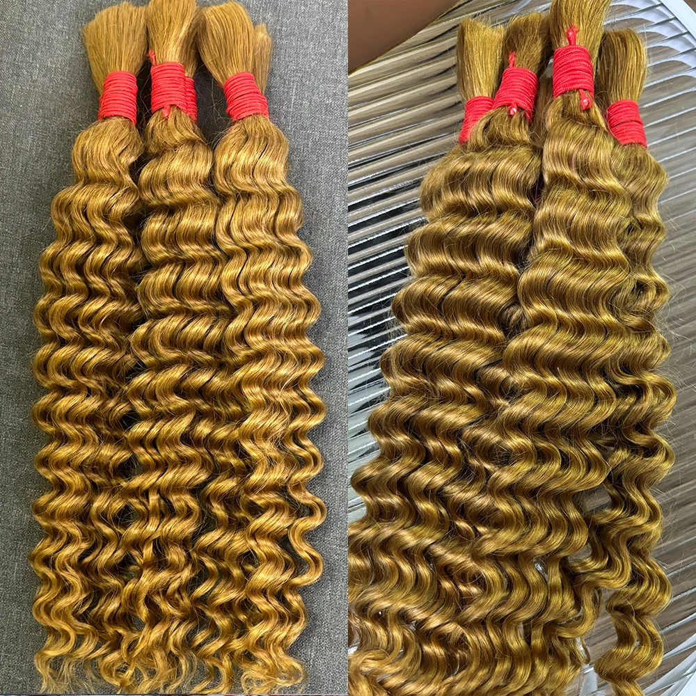 V Beauty Boho Trecce Capelli umani sfusi 27 # Fasci di capelli a onde profonde senza trama Trecce Boho ricci Capelli umani per intrecciatura Boho