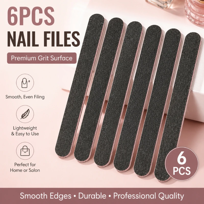5pcs/10pcs Nailfile Professional Nail Buffer Black Sandpaper Strong Straight Lime Angle 100/180 Buffing Sanding Files Tools