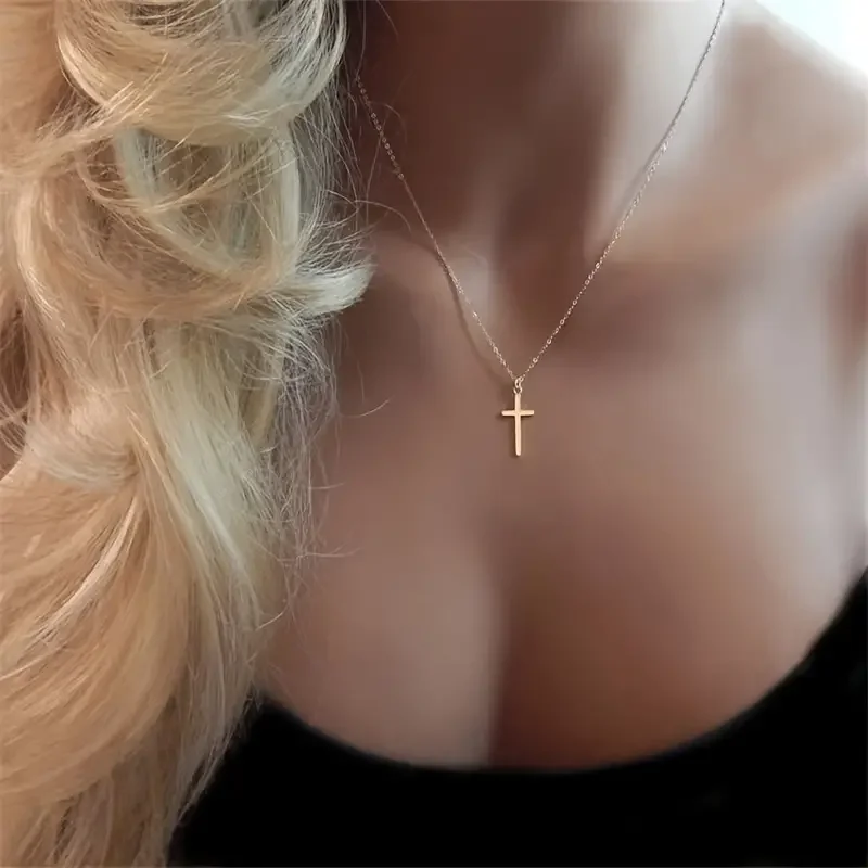 Women's cross necklace gold-plated exquisite small cross pendant necklace - Detail 1