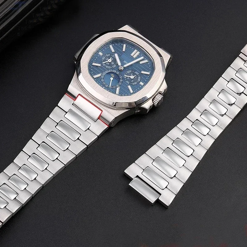 25X13mm Stainless Steel Watch Strap Bracelet Metal With Folding Clasp For Patek Philippe Nautilus 5711 5726 Series Watchband