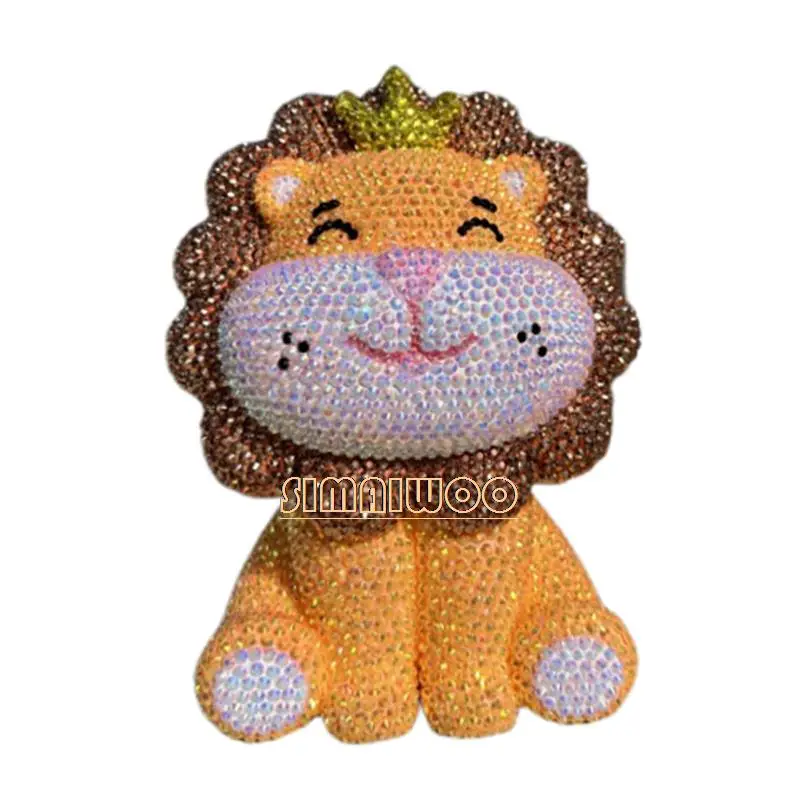 

DIY Rhinestone Art Lion Doll Toy Coin Storage Kids Room Decorative Statue Mosaic Handcraft Crystal Cross Stitch Luxury Gift