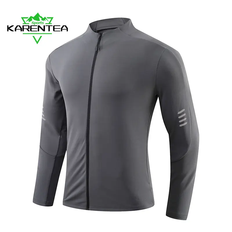 Running Jacket Reflective Jogging Summer Sportswear Trainning Exercise Gym Men Fitness Sports  Coat Breathable High Elasticity