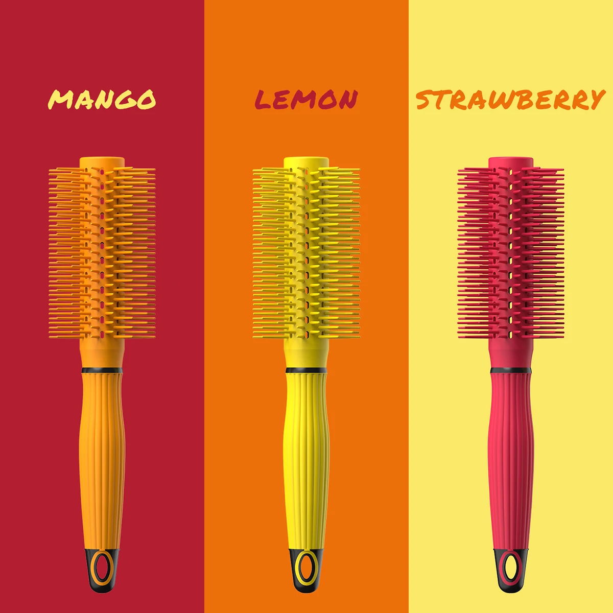 

1Piece Round Hair Brush for Blow Drying Styling Large Long Barrel Strawberry Scented TPEE Plastic Bristles Ionic Tech